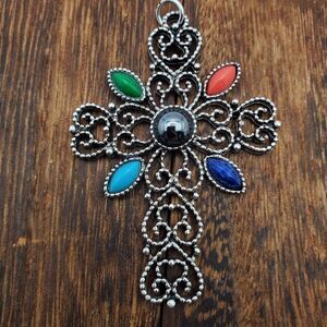 Chakra cross lace Victorian aesthetic avon necklace pendant